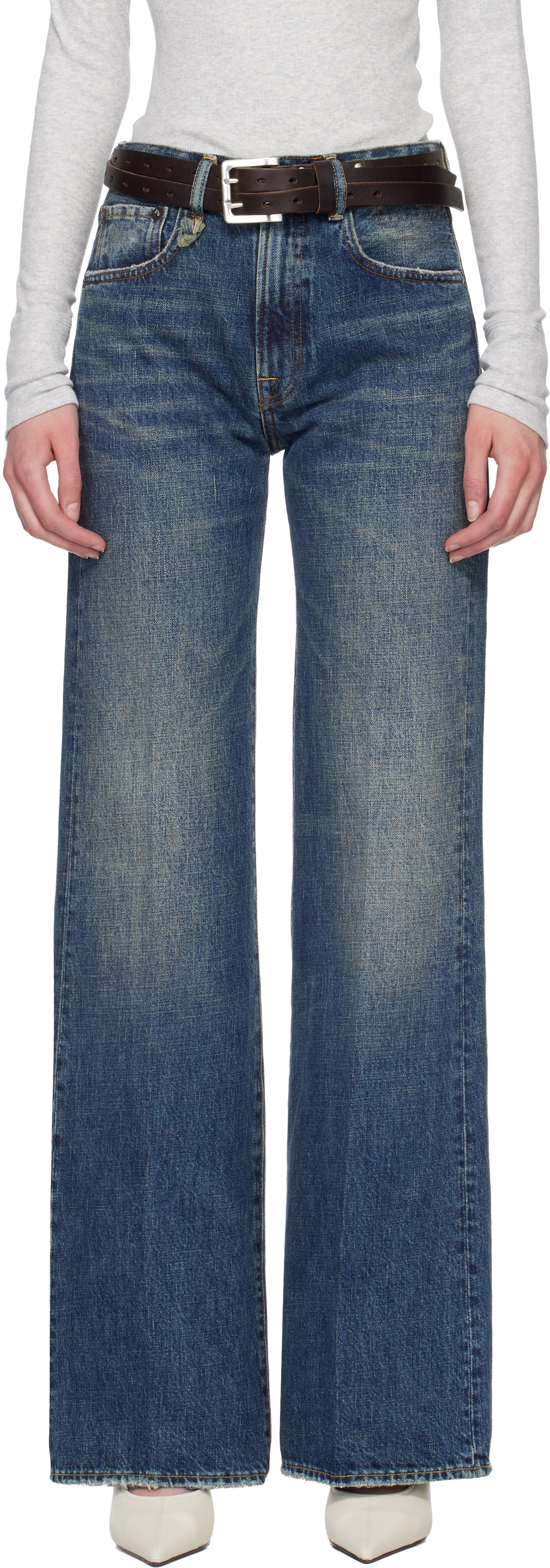 R13 Blue Flared High-Rise Jeans