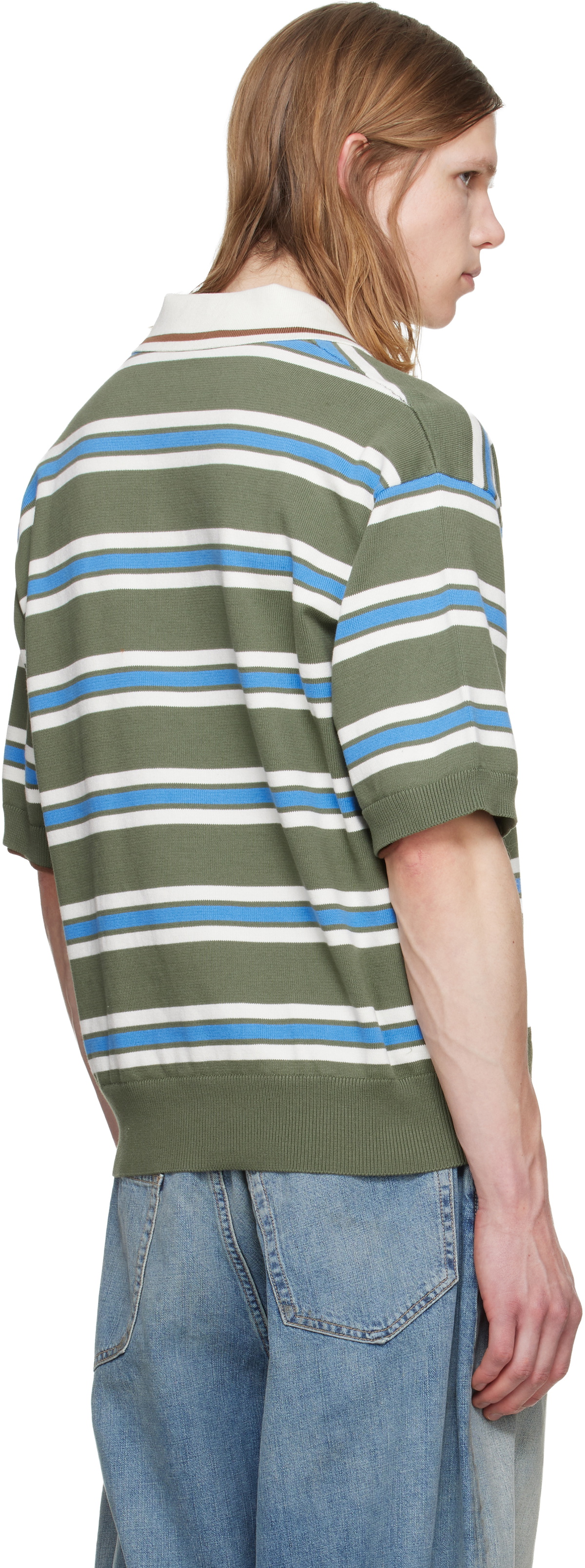 Dsquared2 Green Striped Knit Polo
