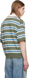 Dsquared2 Green Striped Knit Polo