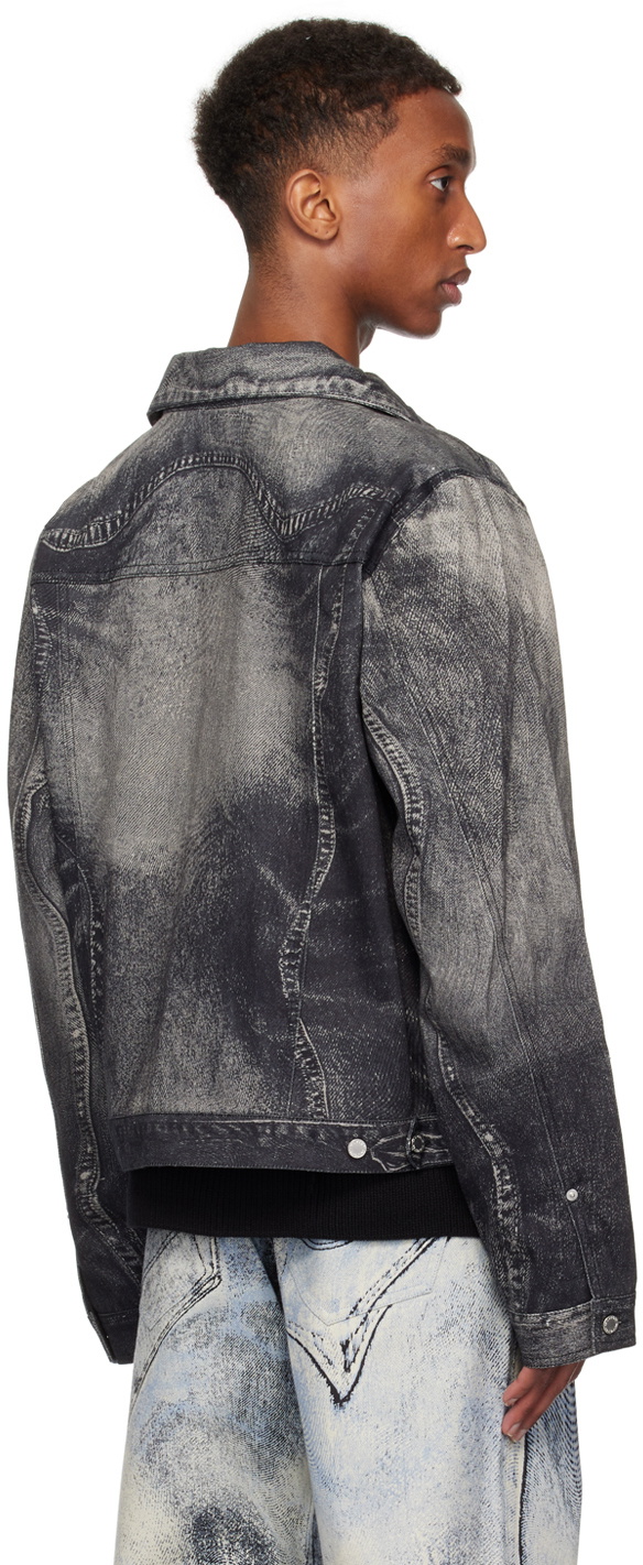 CAMPERLAB Black Distorted Print Denim Jacket