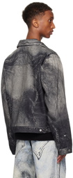CAMPERLAB Black Distorted Print Denim Jacket
