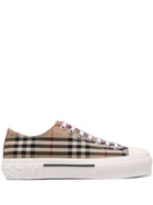 BURBERRY - Vintage Check Motif Cotton Sneakers