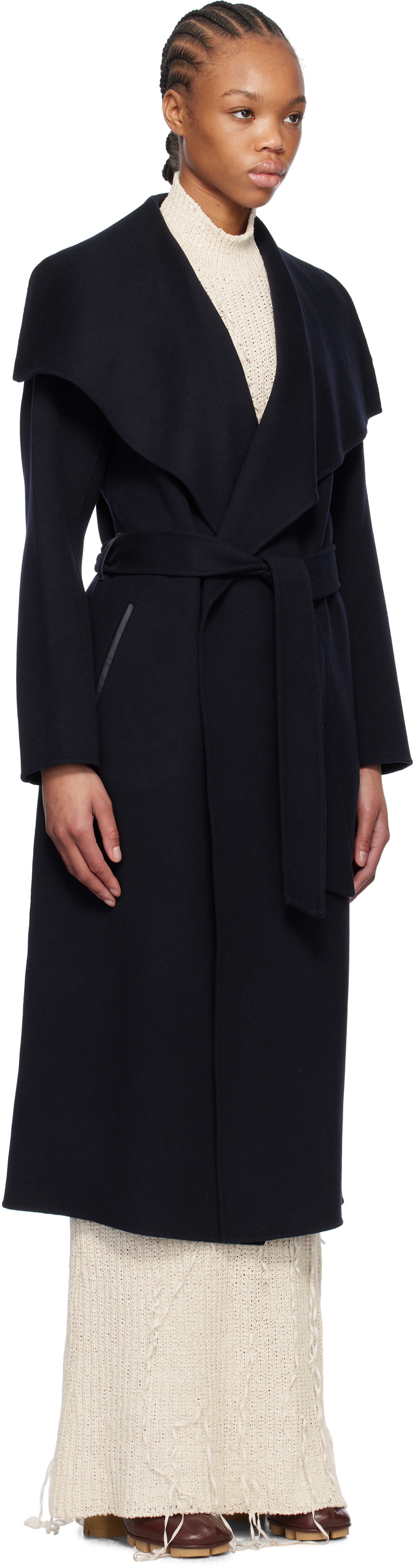 MACKAGE Navy Mai-CN Double-Face Wool Wrap Coat