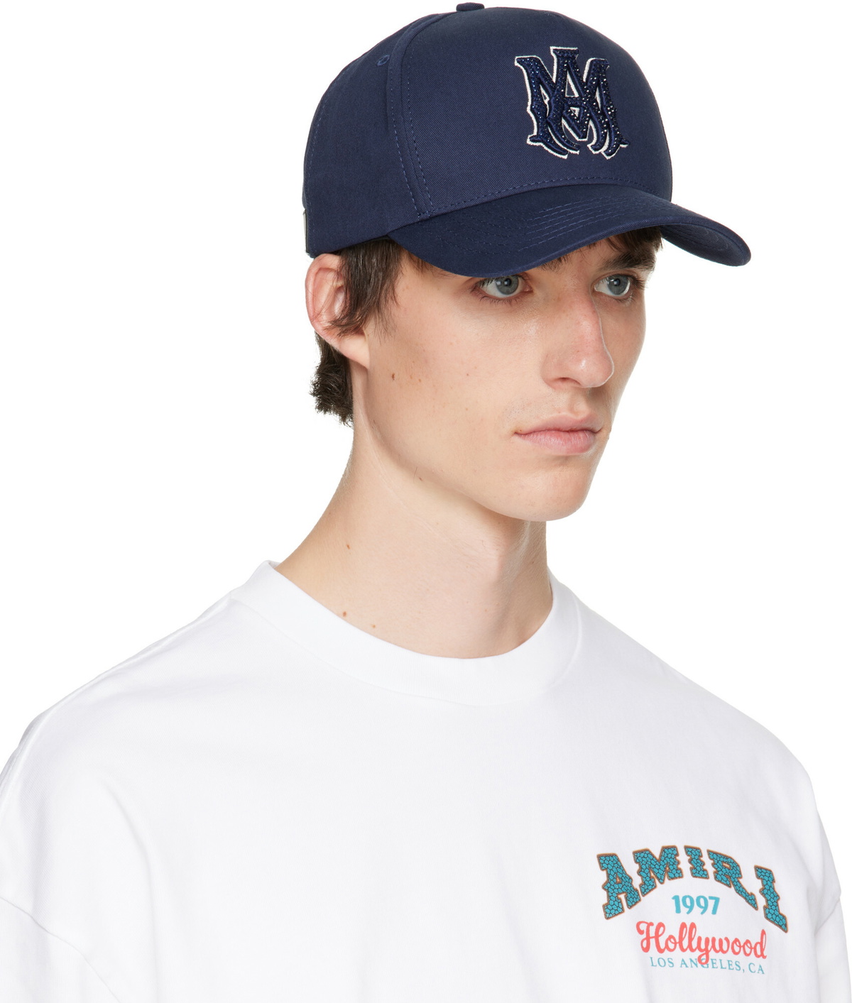 AMIRI Navy Crystal MA Outline Canvas Hat