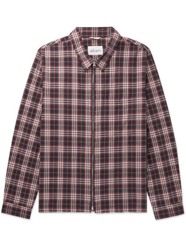 Photo: Albam - Blake Checked Brushed Cotton-Flannel Jacket - Red