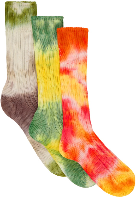 Photo: Stain Shade Three-Pack Orange & Purple decka Edition Socks