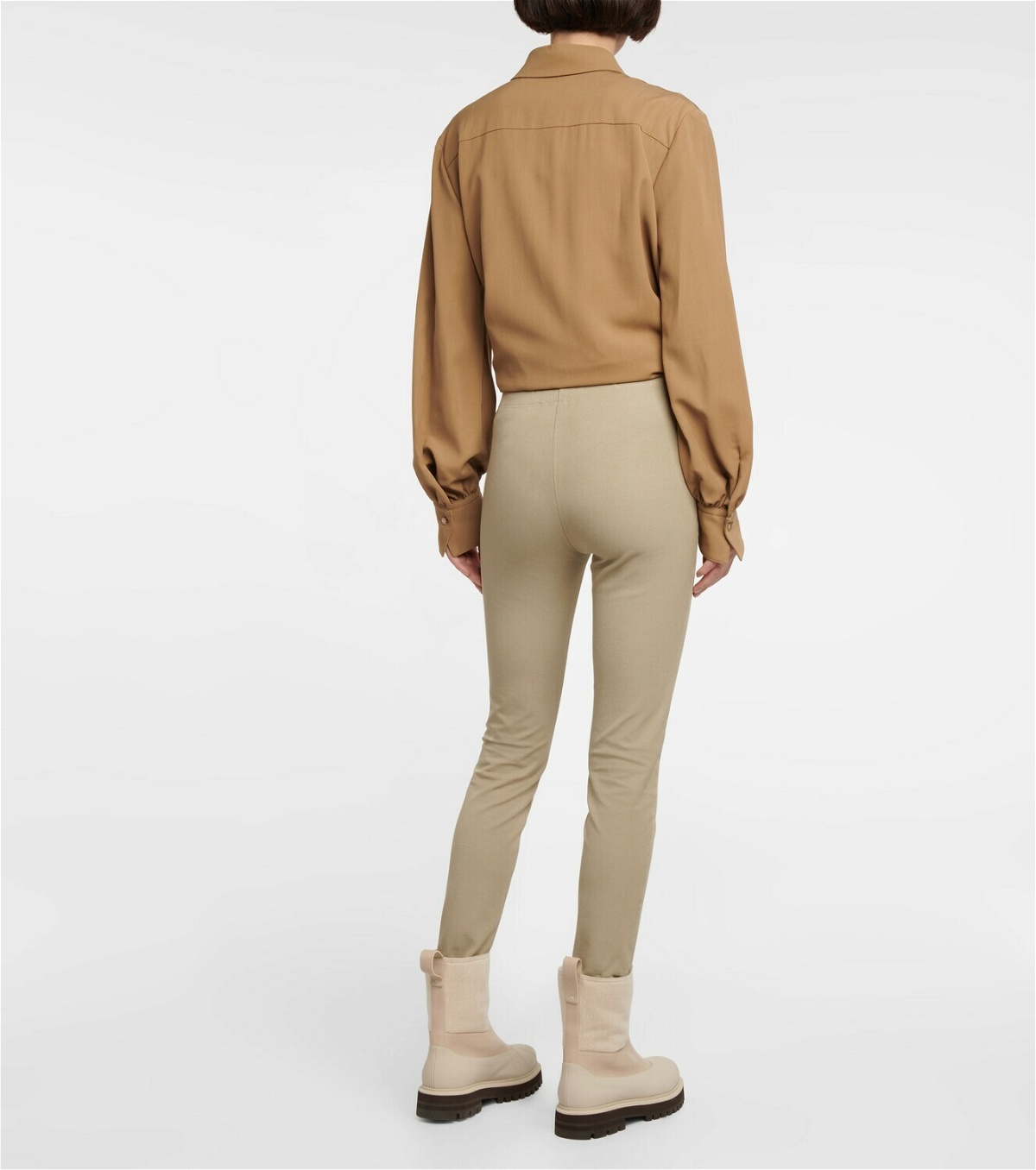 Mid-rise gabardine leggings in brown - Joseph