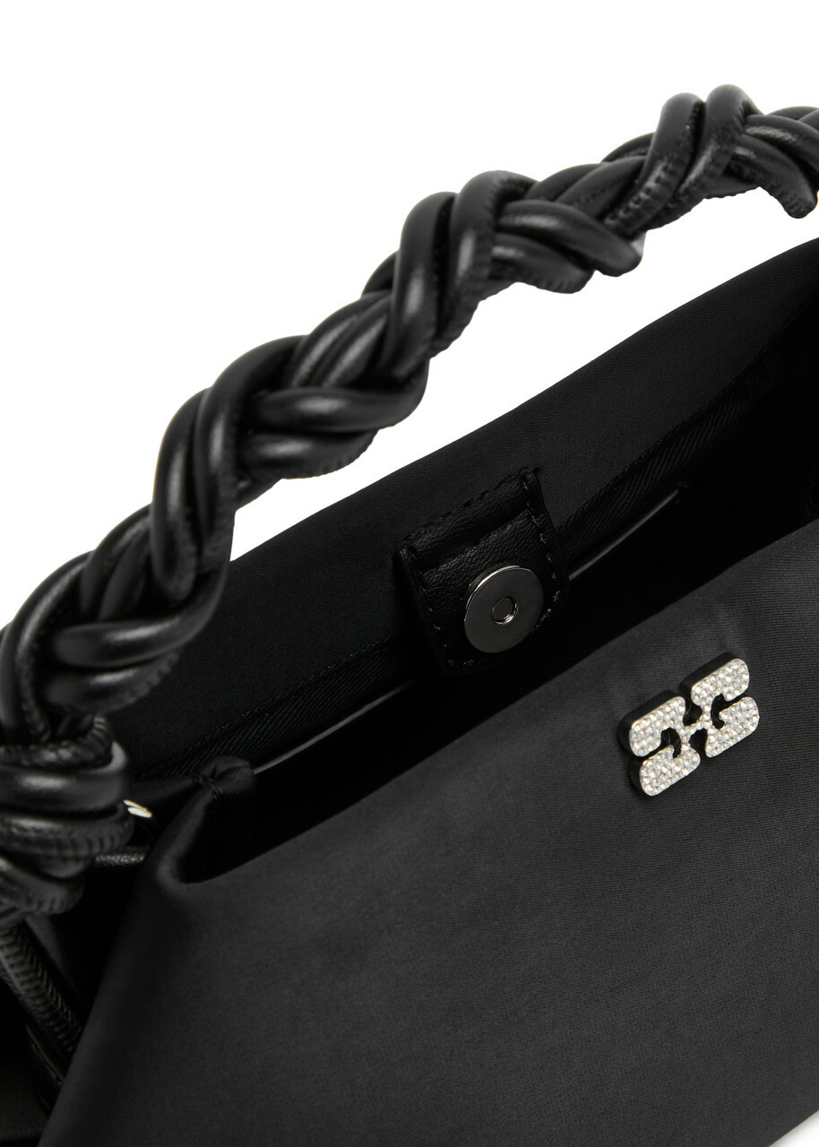 Ganni Bou Mini Embellished Satin top Handle bag - Black - One Size