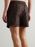 Frescobol Carioca - Rio Straight-Leg Mid-Length Recycled Jacquard Swim Shorts - Brown