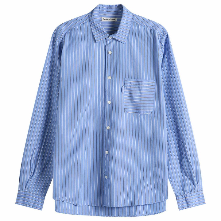 Photo: YMC Men's Curtis Shirt in Blue Multi