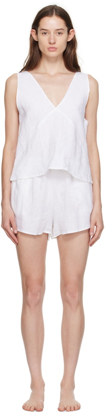 Photo: Deiji Studios White 'The Two Tie' Tank Top & Shorts Set