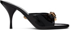 Versace Black Opera Bow Patent Mule Heeled Sandals