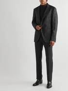 Etro - Tapered Metallic Virgin Wool-Blend Tuxedo Trousers - Black