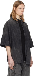 Juun.J Black Short Sleeve Denim Shirt