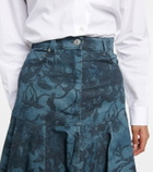 Erdem - Lacey floral denim midi skirt