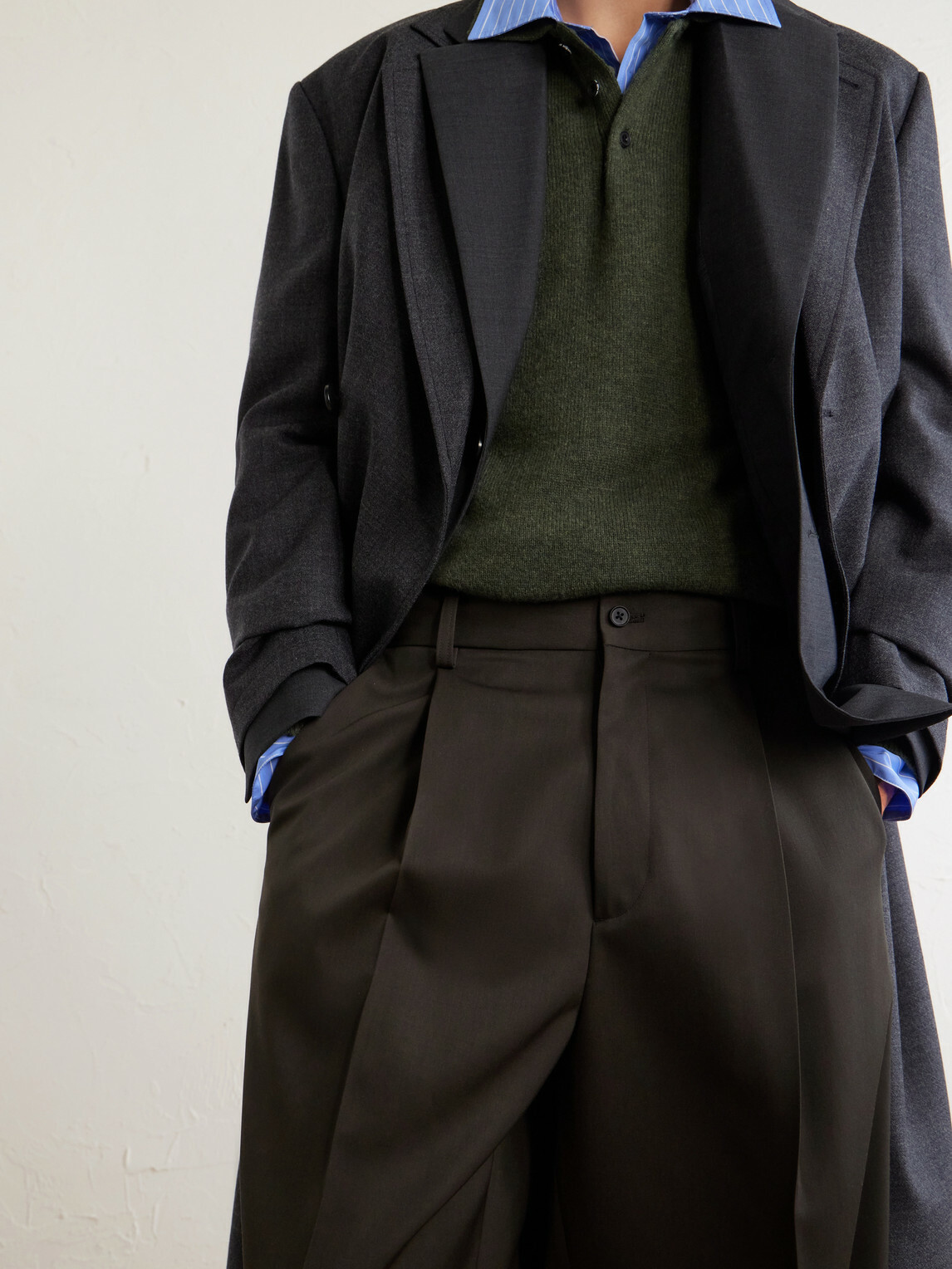 ssstein - Wide-Leg Wool Trousers - Brown