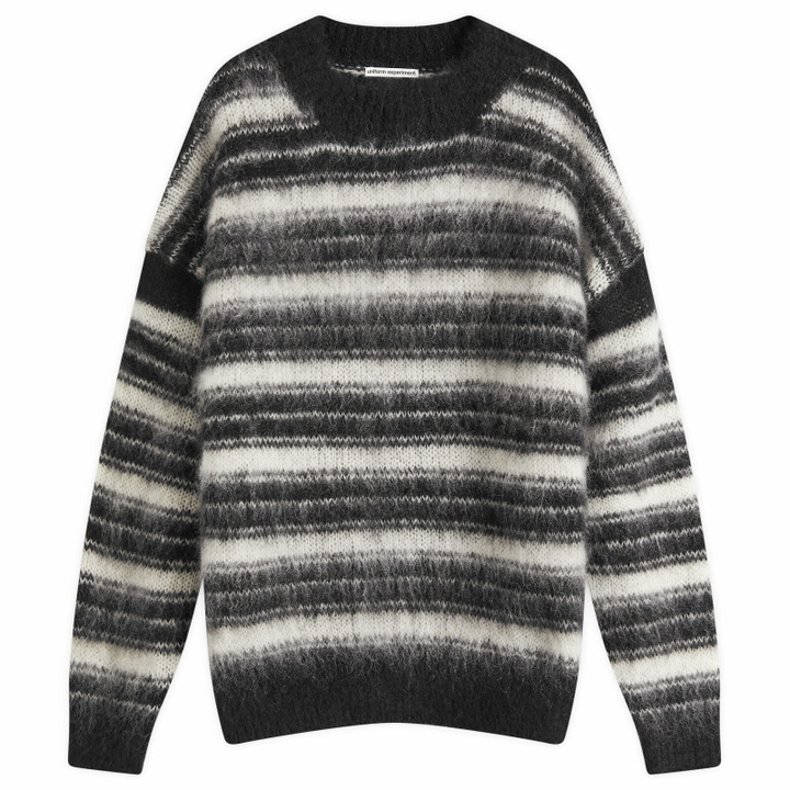Photo: Uniform Experiment Men's Brushed Mohair Border Knit in White