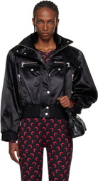 Marine Serre Black Satin Nylon Bomber Jacket