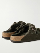 Birkenstock - Arizona Shearling-Lined Suede Sandals - Green