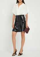 Norma Kamali Grace Faux Patent Leather Mini Skirt Black