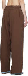 Baserange Brown Crinkle Linen Folio Lounge Pants