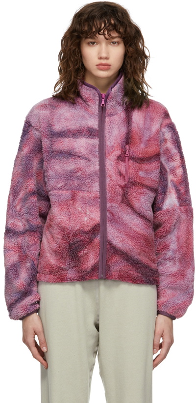 Photo: John Elliott Purple & Pink Patchwork Tie Dye Polar Fleece Zip-Up Jacket
