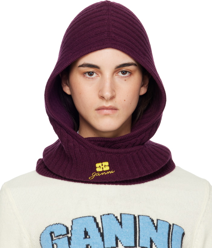 Photo: GANNI Burgundy Wool Mix Balaclava