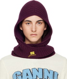 GANNI Burgundy Wool Mix Balaclava