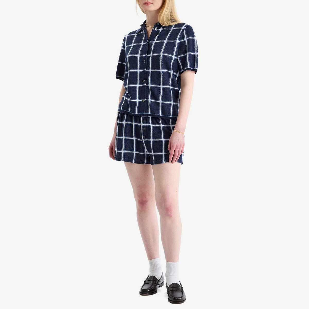 GUEST IN RESIDENCE Women's Picnic Plaid Shorts in Midnight Combo