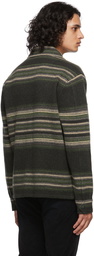 RRL Grey Wool & Cashmere Striped Knit Shirt