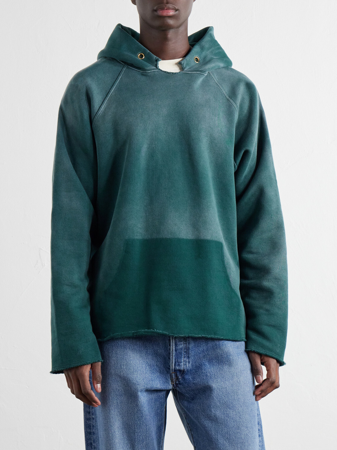 Les Tien - Cotton-Jersey Raglan Hoodie - Green