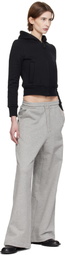 Fax Copy Express Black Tight Cropped Fleece-Lined Hoodie