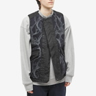 Norbit by Hiroshi Nozawa Men's Horn Tree Print Wool Boa Vest in Navy