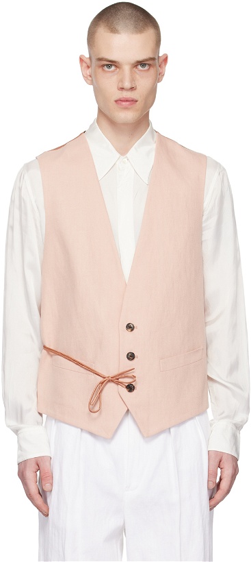 Photo: Dries Van Noten Pink Button Up Waistcoat