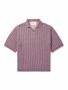A Kind Of Guise - Mahua Striped Linen and Cotton-Blend Polo Shirt - Purple