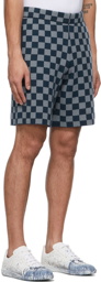 Bode Blue Duotone Checkerboard Shorts