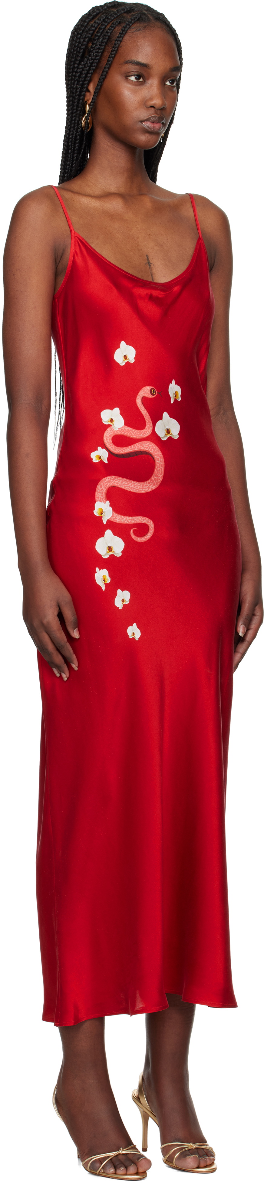 Silk Laundry Red 1996 'Year of the Snake' Midi Dress
