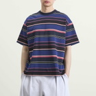 BEAMS Men's Multi Stripe T-Shirt in Navy