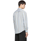 MSGM Blue and Brown Stripe Turbo Shirt