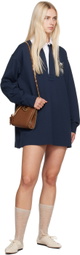 Stella McCartney Navy Cat-Embroidered Sweatshirt Minidress