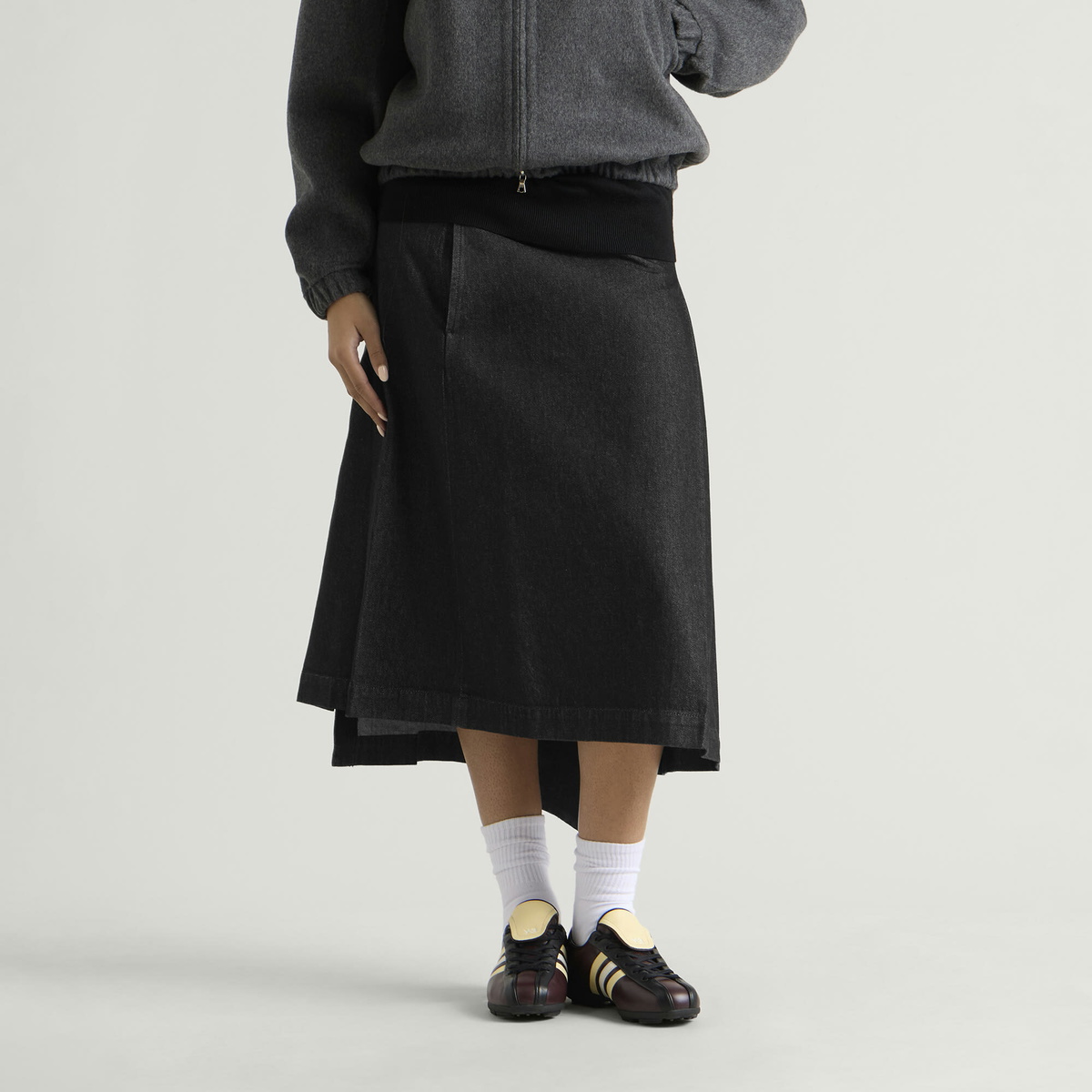 Y-3 Women's Denim Midi Skirt in Black