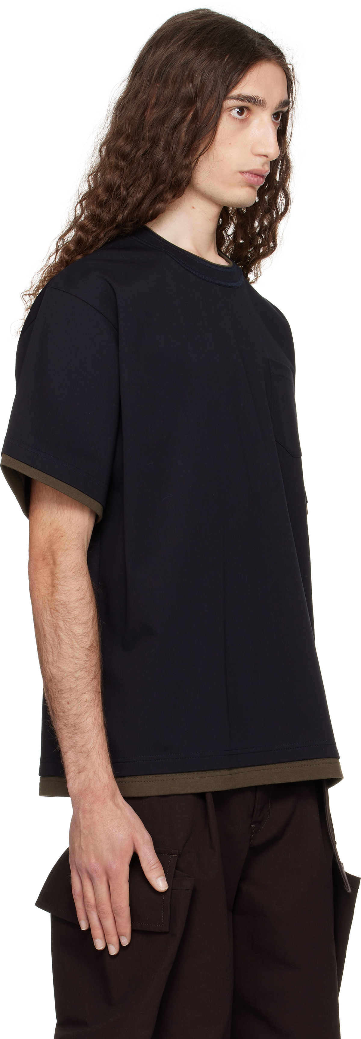 sacai Navy Cotton Jersey T-shirt Sacai