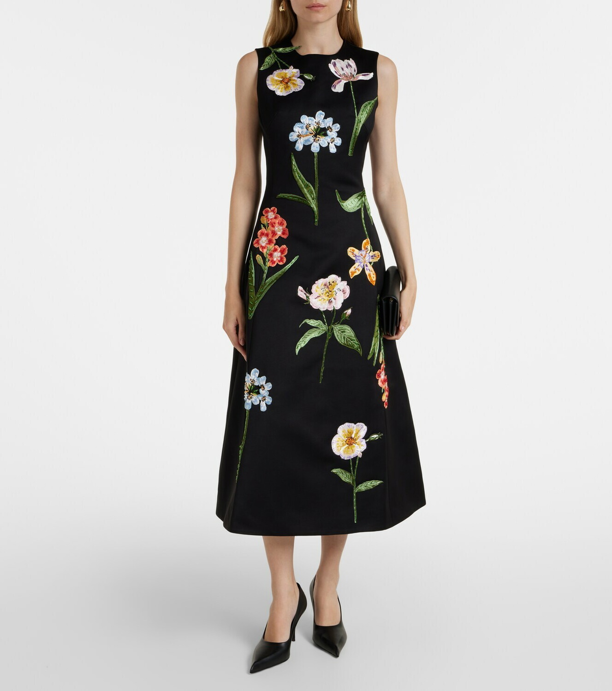 Leo Lin 'Cleo' Appliqué Sleeveless Midi Dress - Peony Fuchsia