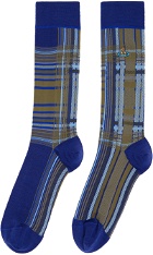 Vivienne Westwood Navy & Khaki Madras Oversize Socks