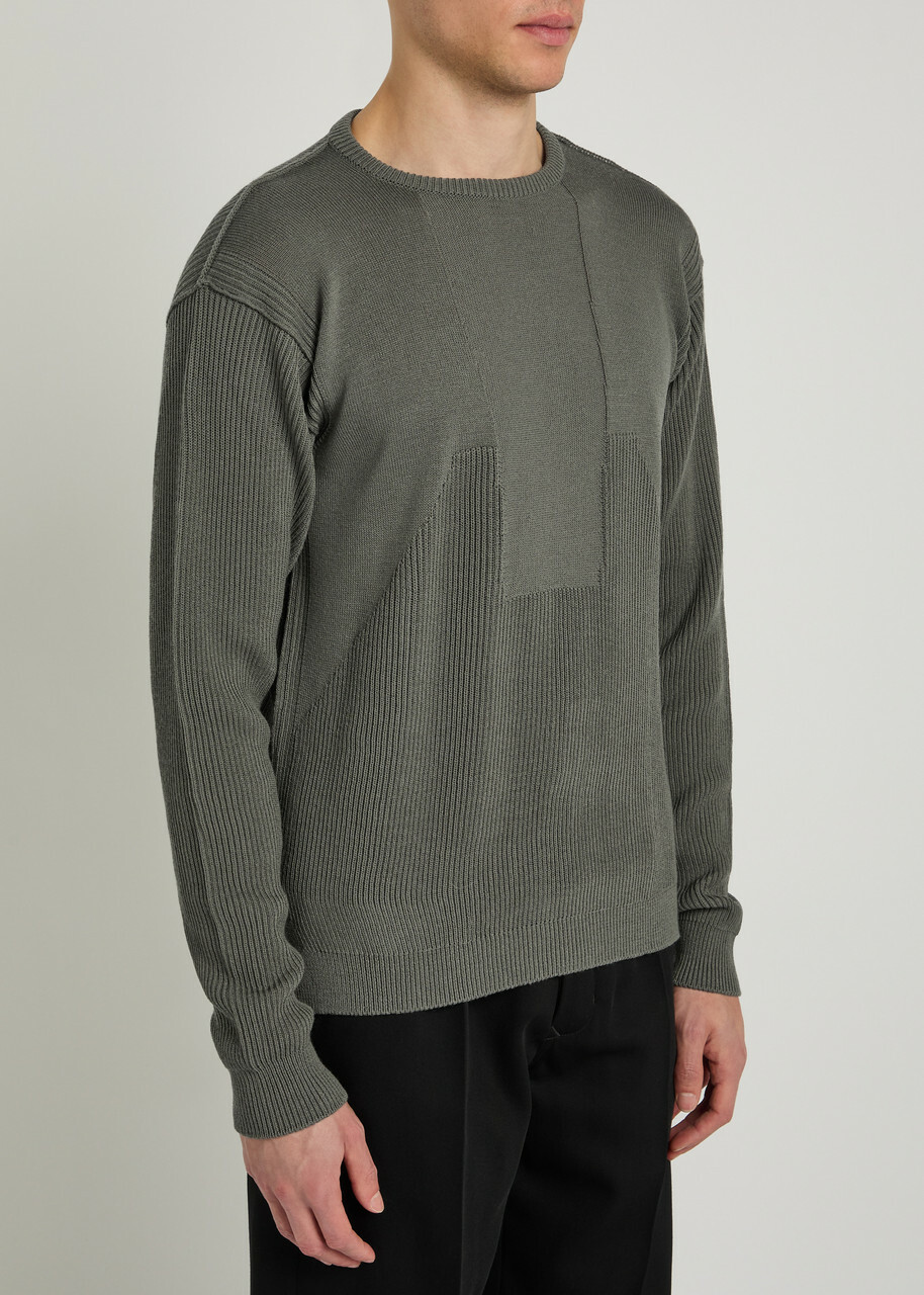 Rick Owens Ribbed Wool Jumper Brown