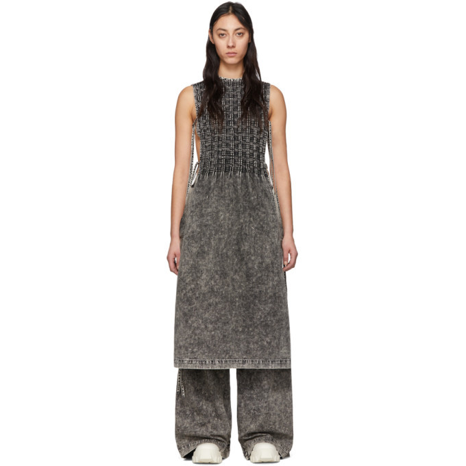 Photo: S.R. STUDIO. LA. CA. Black Checkered Pleats Mineral Wash Bib Dress