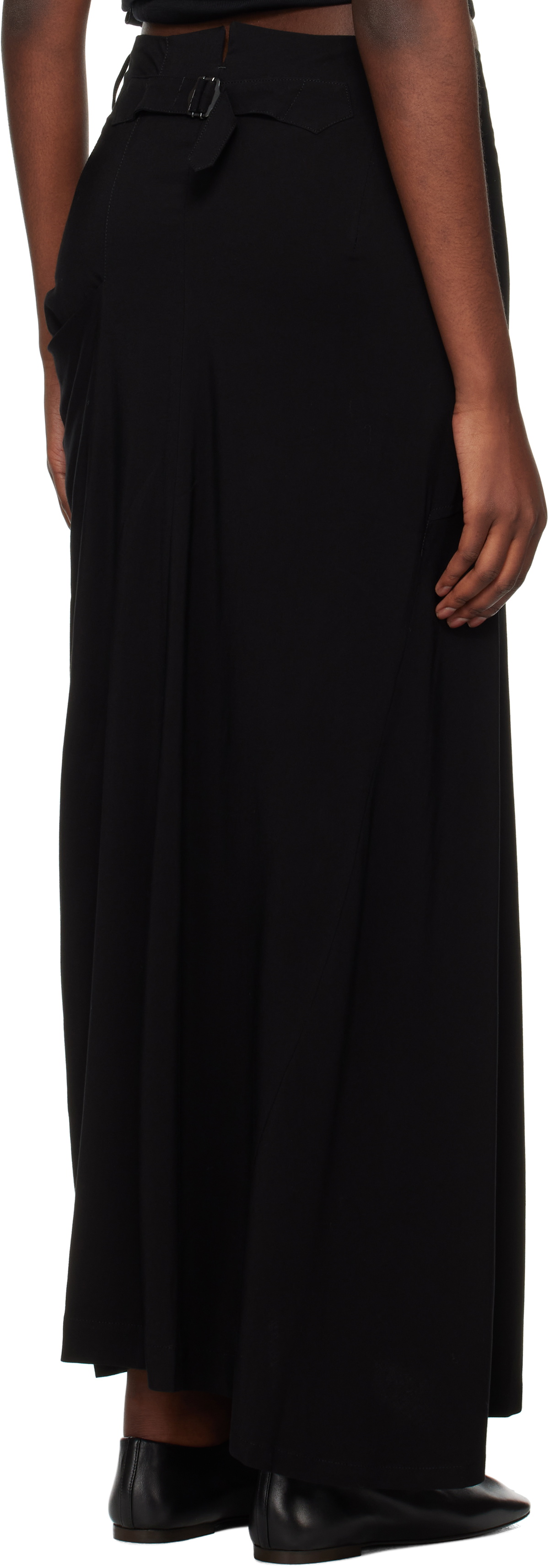 Y's Black U-Left S Cloth Pkt Maxi Skirt