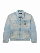 AMIRI - Logo-Appliquéd Distressed Denim Jacket - Blue