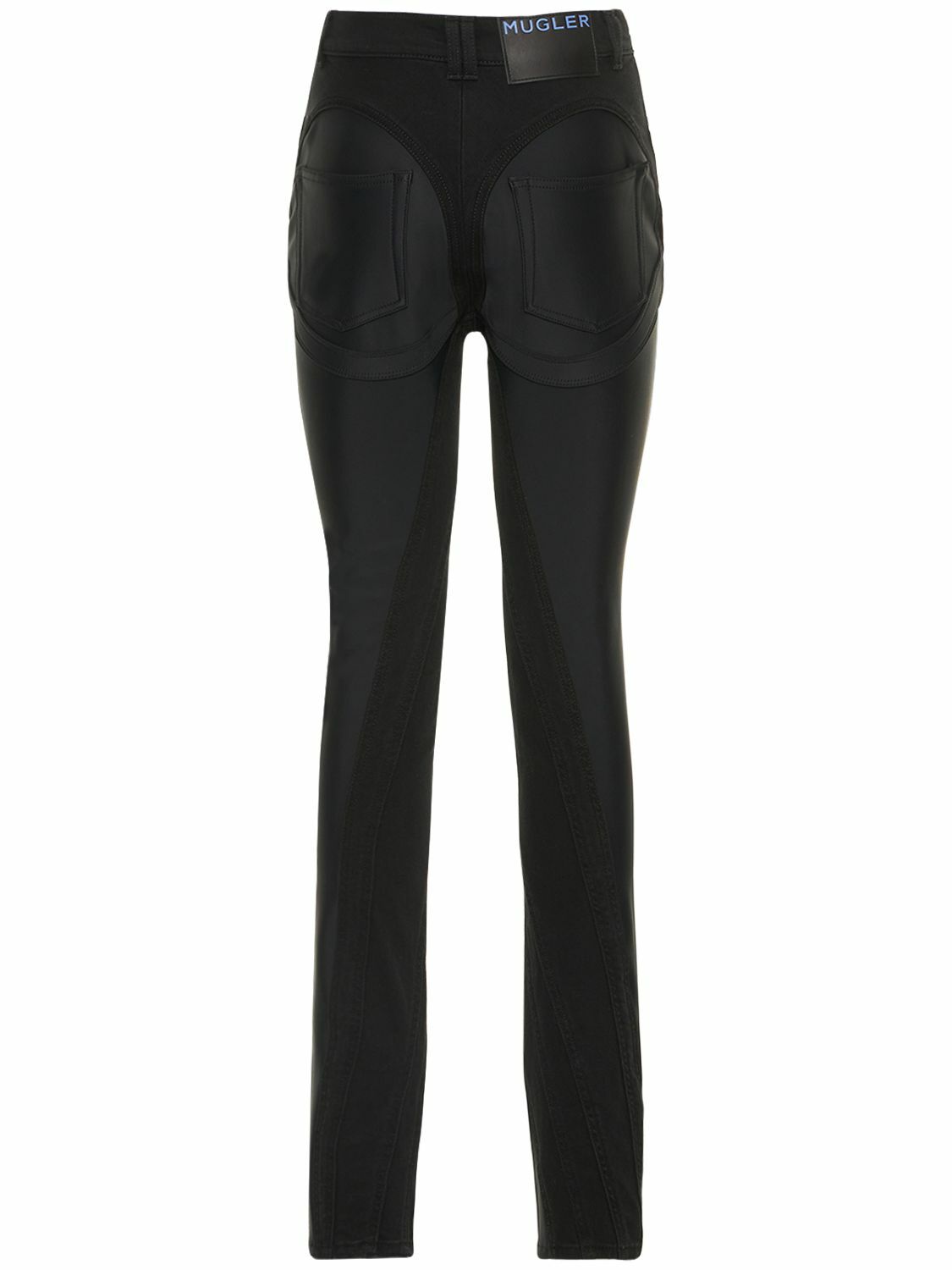 MUGLER - Contrast Denim & Jersey Skinny Jeans Mugler