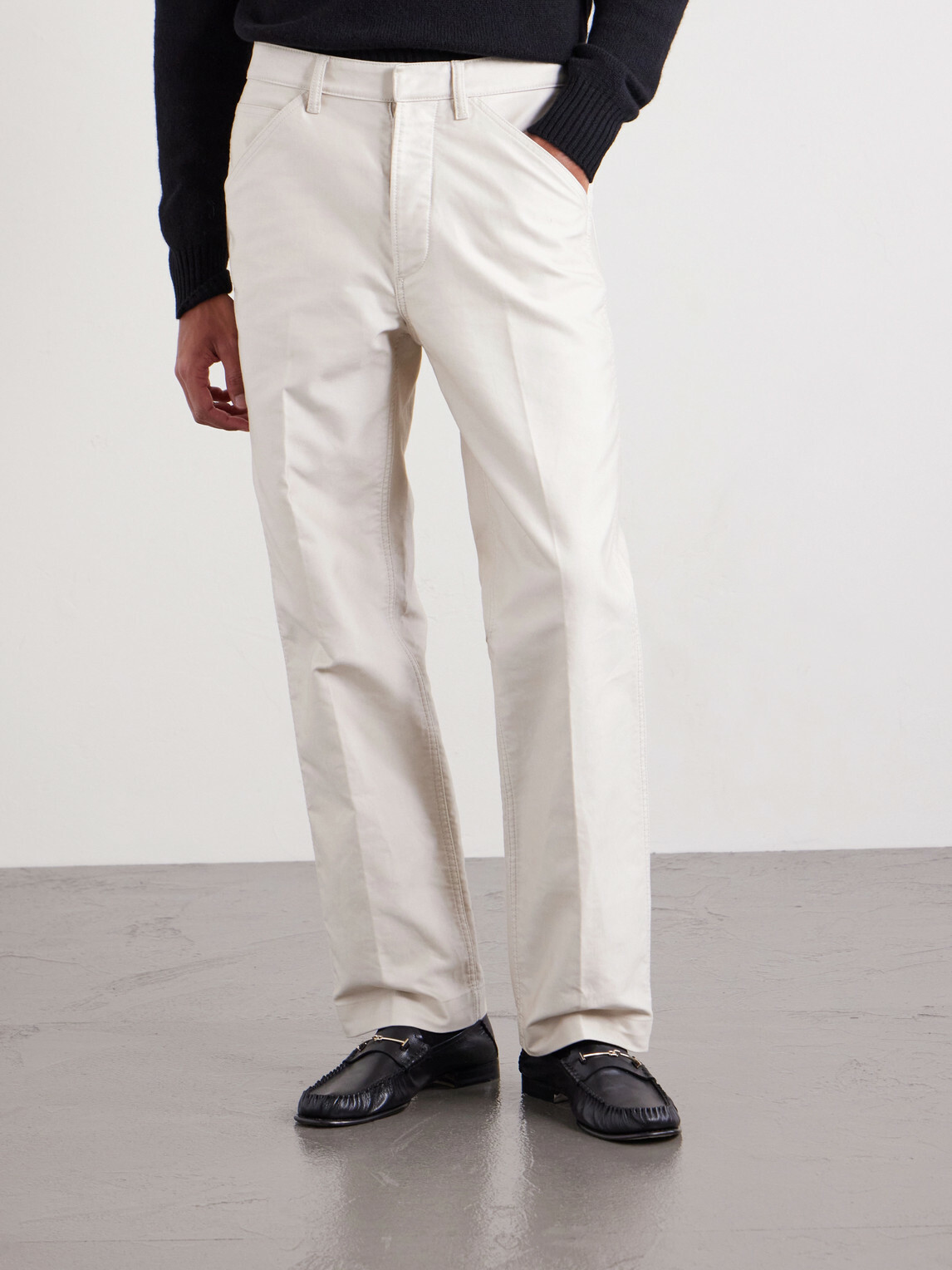 TOM FORD - Straight-Leg Cotton-Satin Trousers - Neutrals